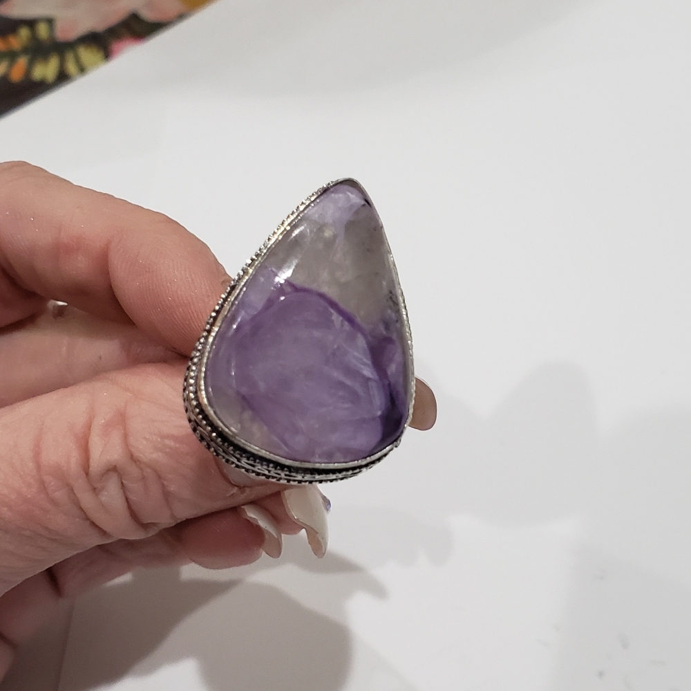 Charoite Gemstone, 925 Silver Ring - image 7